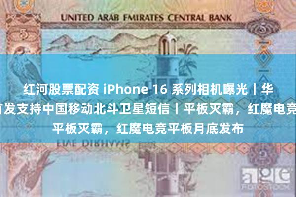 红河股票配资 iPhone 16 系列相机曝光丨华为 Pura 70 首发支持中国移动北斗卫星短信丨平板灭霸，红魔电竞平板月底发布