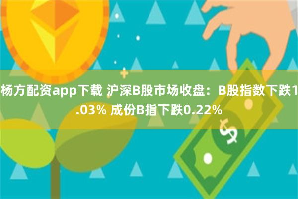 杨方配资app下载 沪深B股市场收盘：B股指数下跌1.03% 成份B指下跌0.22%