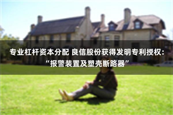 专业杠杆资本分配 良信股份获得发明专利授权：“报警装置及塑壳断路器”