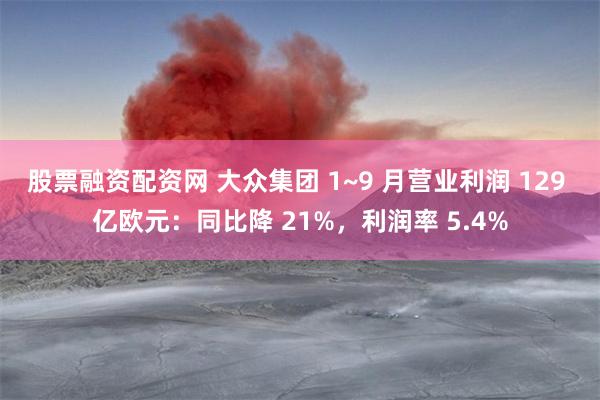 股票融资配资网 大众集团 1~9 月营业利润 129 亿欧元：同比降 21%，利润率 5.4%